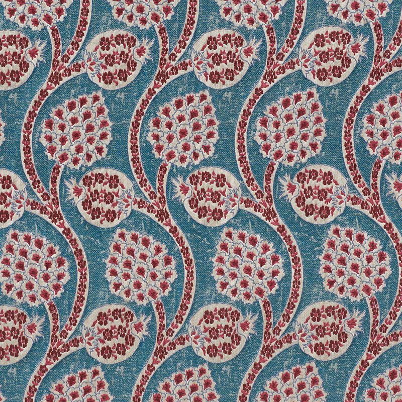 Schumacher Persephone Peacock Fabric - Eade's Wallpaper
