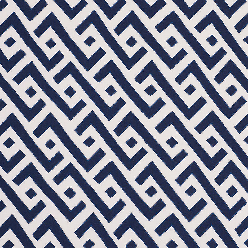 Schumacher Safari Appliqué Blue Fabric - Eade's Wallpaper