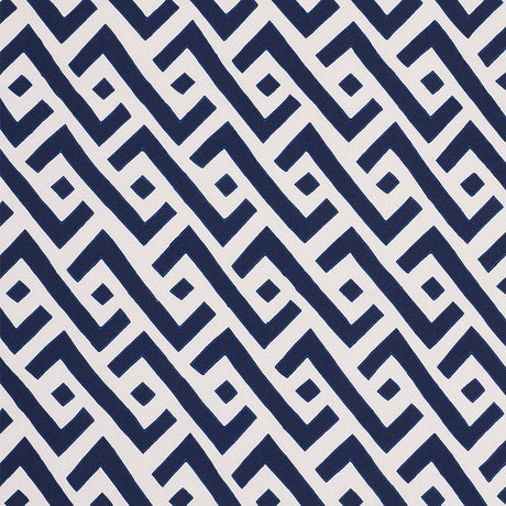 Schumacher Safari Appliqué Blue Fabric - Eade's Wallpaper