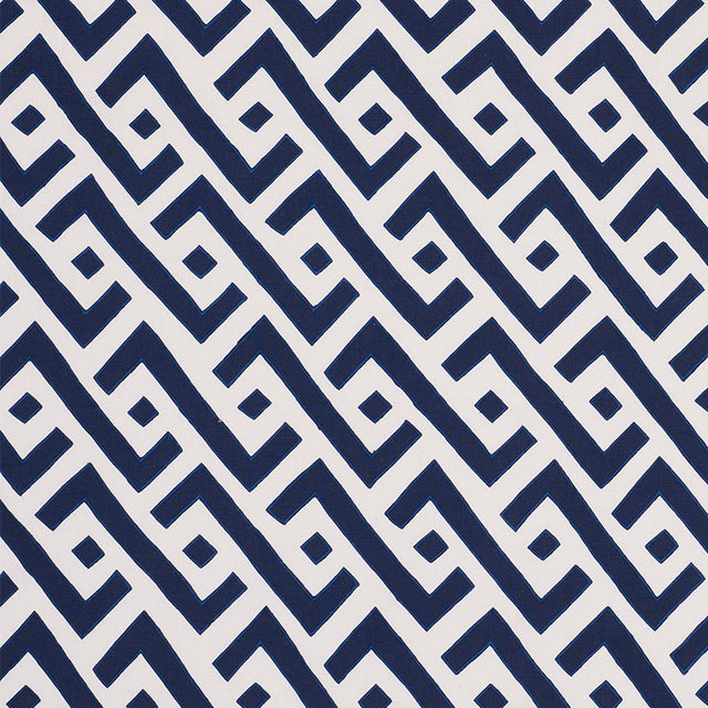 Schumacher Safari Appliqué Blue Fabric - Eade's Wallpaper