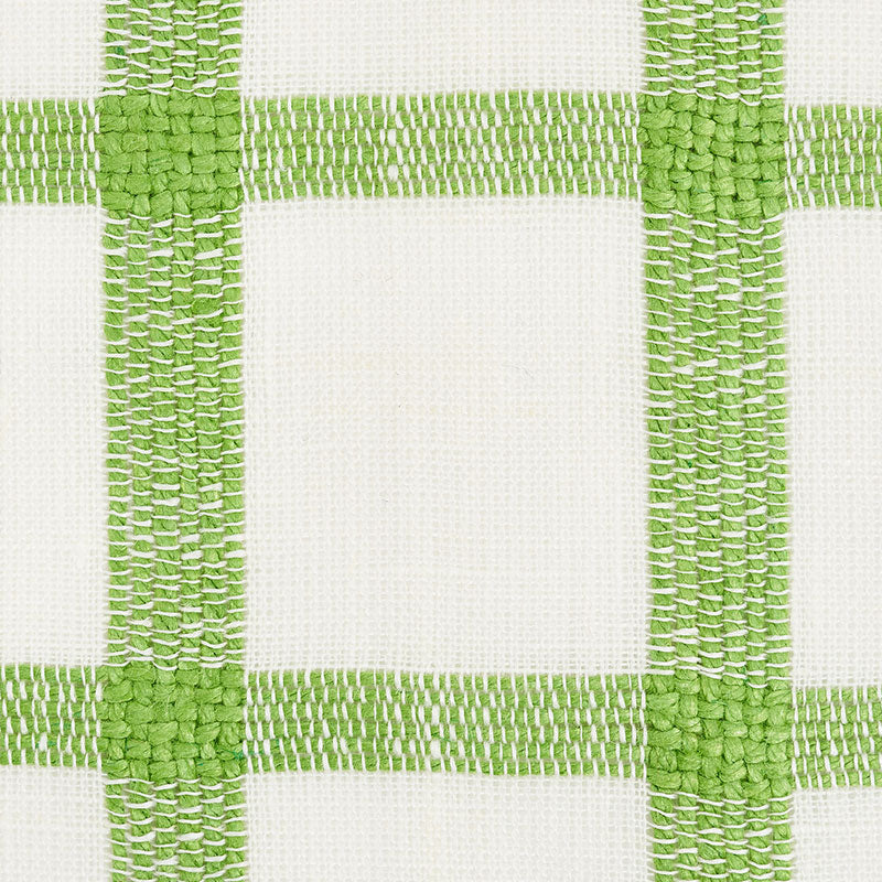 Schumacher Pauline Check Casement Leaf Fabric - Eade's Wallpaper