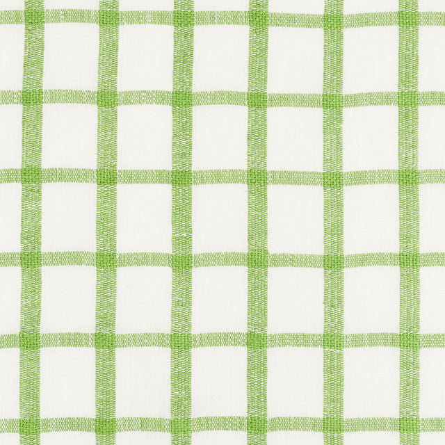 Schumacher Pauline Check Casement Leaf Fabric - Eade's Wallpaper