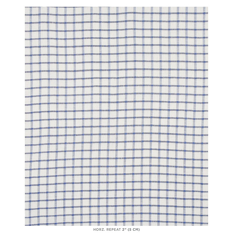 Schumacher Pauline Check Casement Blue Fabric - Eade's Wallpaper