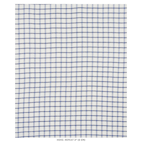 Schumacher Pauline Check Casement Blue Fabric - Eade's Wallpaper