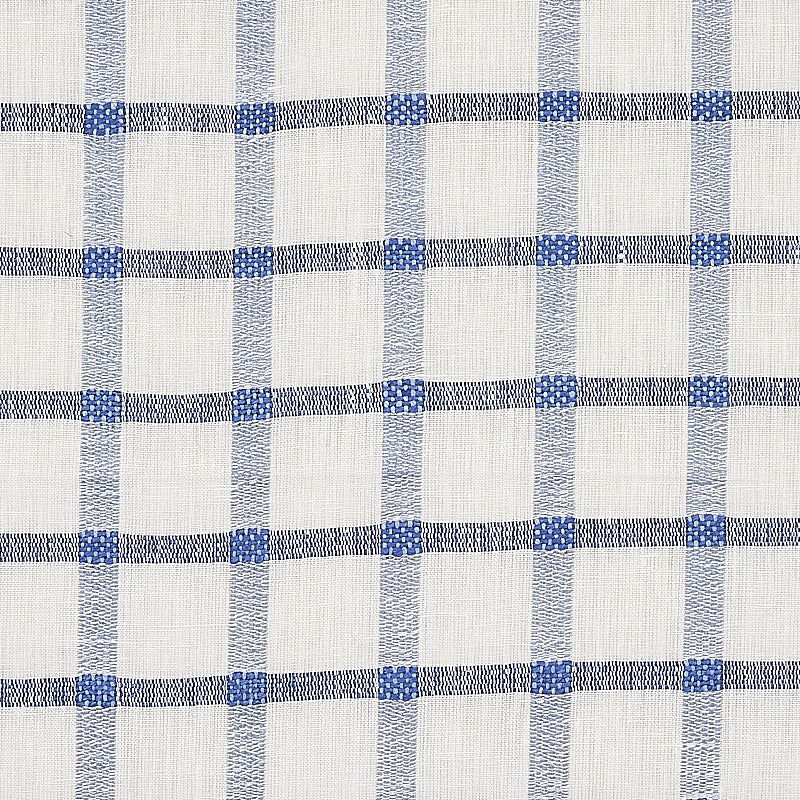 Schumacher Pauline Check Casement Blue Fabric - Eade's Wallpaper