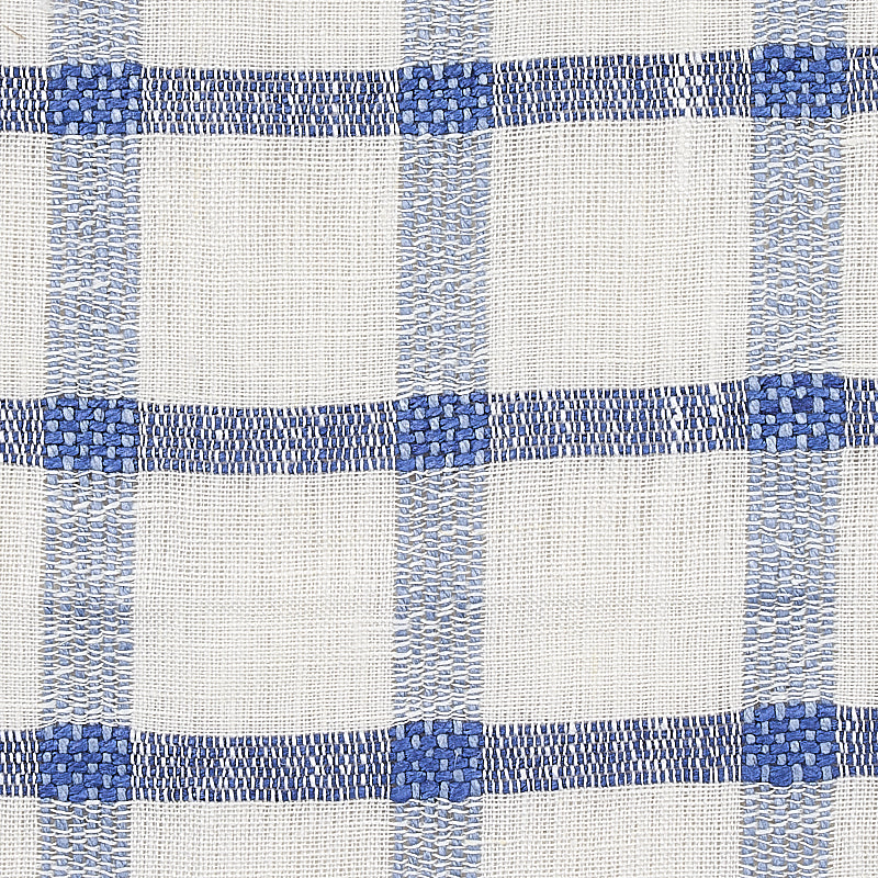 Schumacher Pauline Check Casement Blue Fabric - Eade's Wallpaper