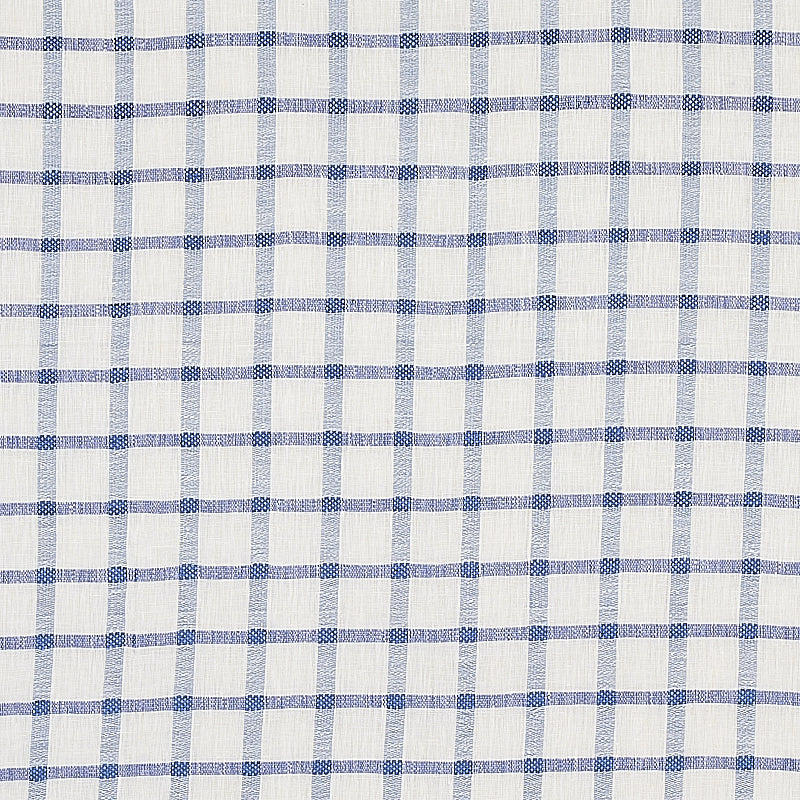 Schumacher Pauline Check Casement Blue Fabric - Eade's Wallpaper