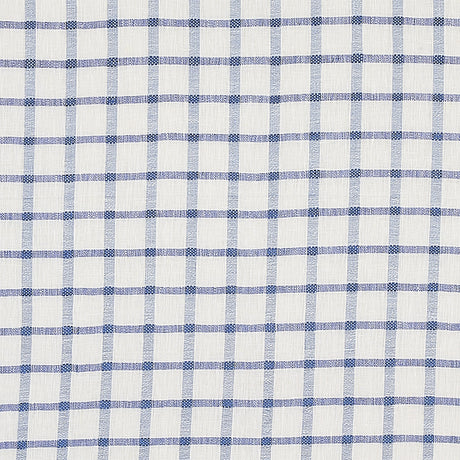 Schumacher Pauline Check Casement Blue Fabric - Eade's Wallpaper