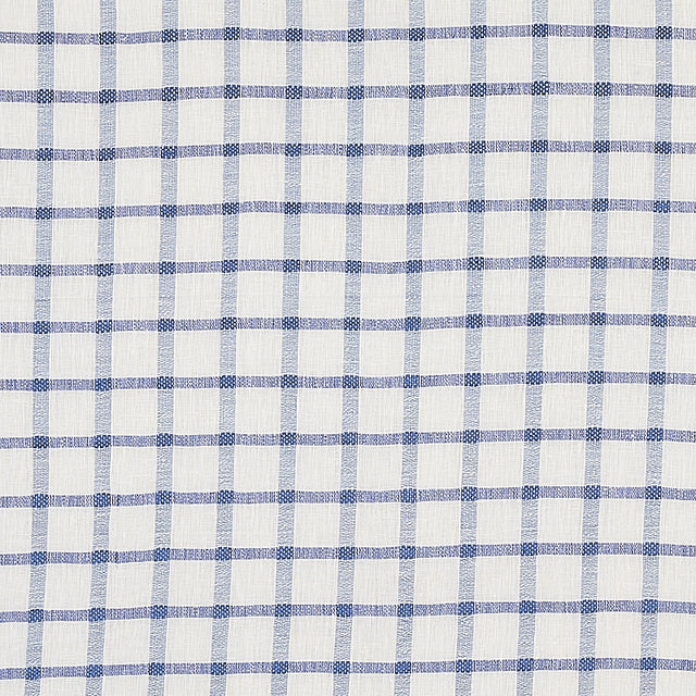 Schumacher Pauline Check Casement Blue Fabric - Eade's Wallpaper