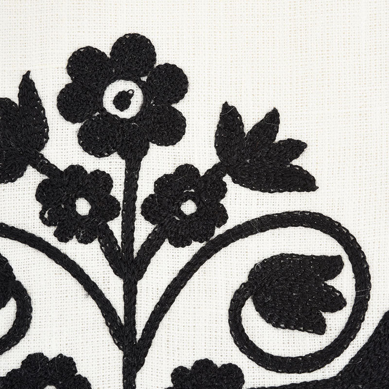 Schumacher Talitha Embroidery Blackwork Fabric - Eade's Wallpaper