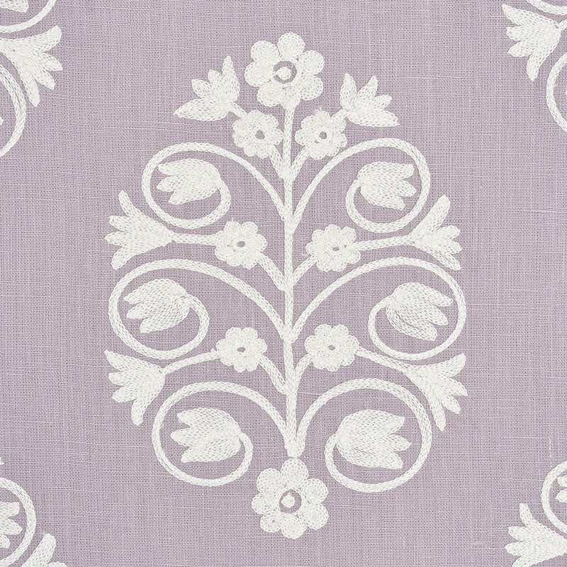 Schumacher Talitha Embroidery Wisteria Fabric - Eade's Wallpaper
