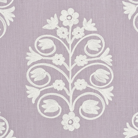 Schumacher Talitha Embroidery Wisteria Fabric - Eade's Wallpaper