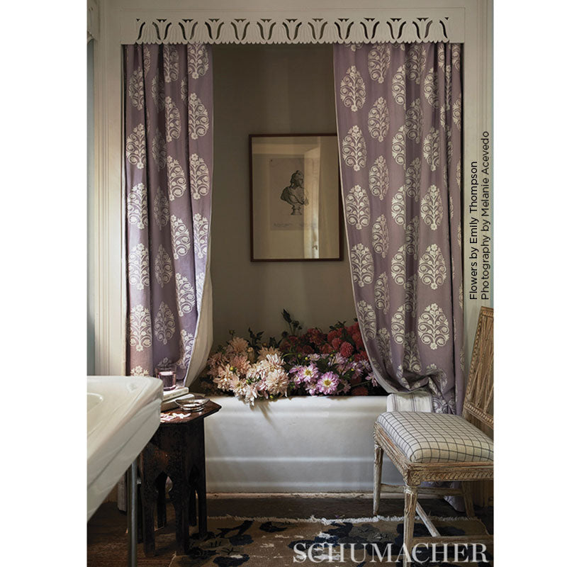 Schumacher Talitha Embroidery Wisteria Fabric - Eade's Wallpaper
