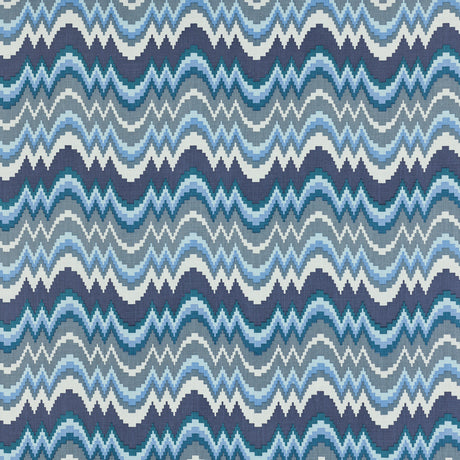 Schumacher 720B59 FLAMESTITCH in INDIGO Fabric - RAOUL TEXTI