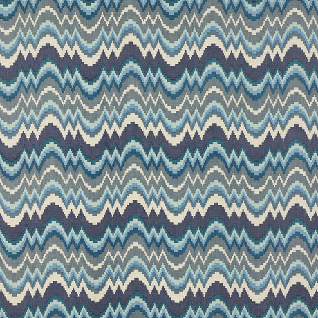 Schumacher 720N59 FLAMESTITCH in INDIGO Fabric - RAOUL TEXTI