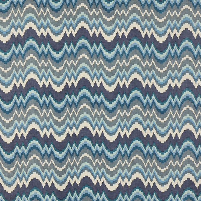 Schumacher 720N59 FLAMESTITCH in INDIGO Fabric - RAOUL TEXTI
