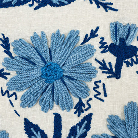 Schumacher Marguerite Embroidery Sky Fabric - Eade's Wallpaper
