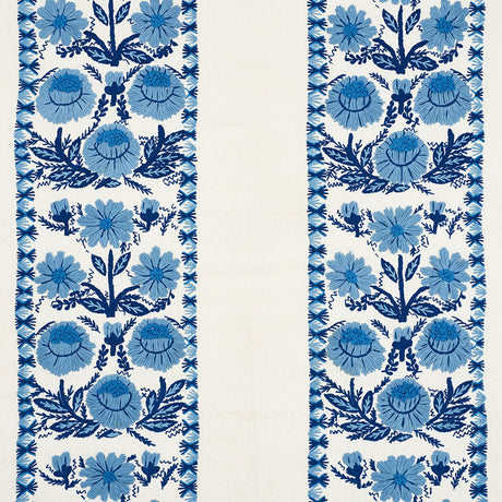 Schumacher Marguerite Embroidery Sky Fabric - Eade's Wallpaper