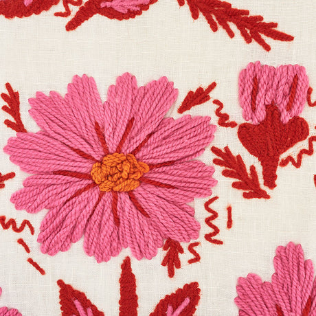 Schumacher Marguerite Embroidery Blossom Fabric - Eade's Wallpaper