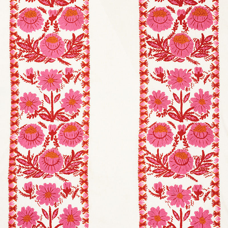 Schumacher Marguerite Embroidery Blossom Fabric - Eade's Wallpaper