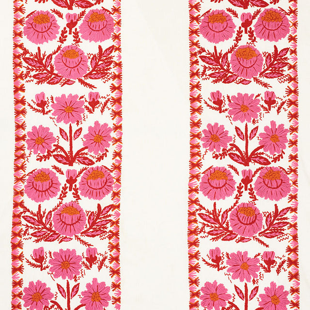 Schumacher Marguerite Embroidery Blossom Fabric - Eade's Wallpaper