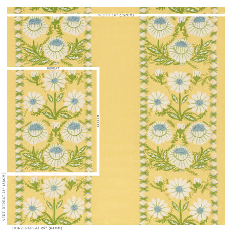 Schumacher Marguerite Embroidery Buttercup Fabric - Eade's Wallpaper
