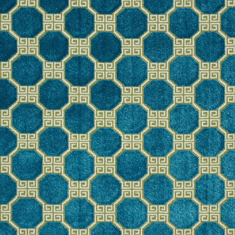 Schumacher Octavia Velvet Peacock Fabric - Eade's Wallpaper