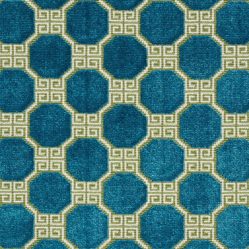 Schumacher Octavia Velvet Peacock Fabric - Eade's Wallpaper