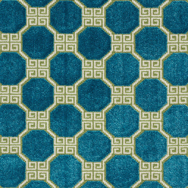 Schumacher Octavia Velvet Peacock Fabric - Eade's Wallpaper