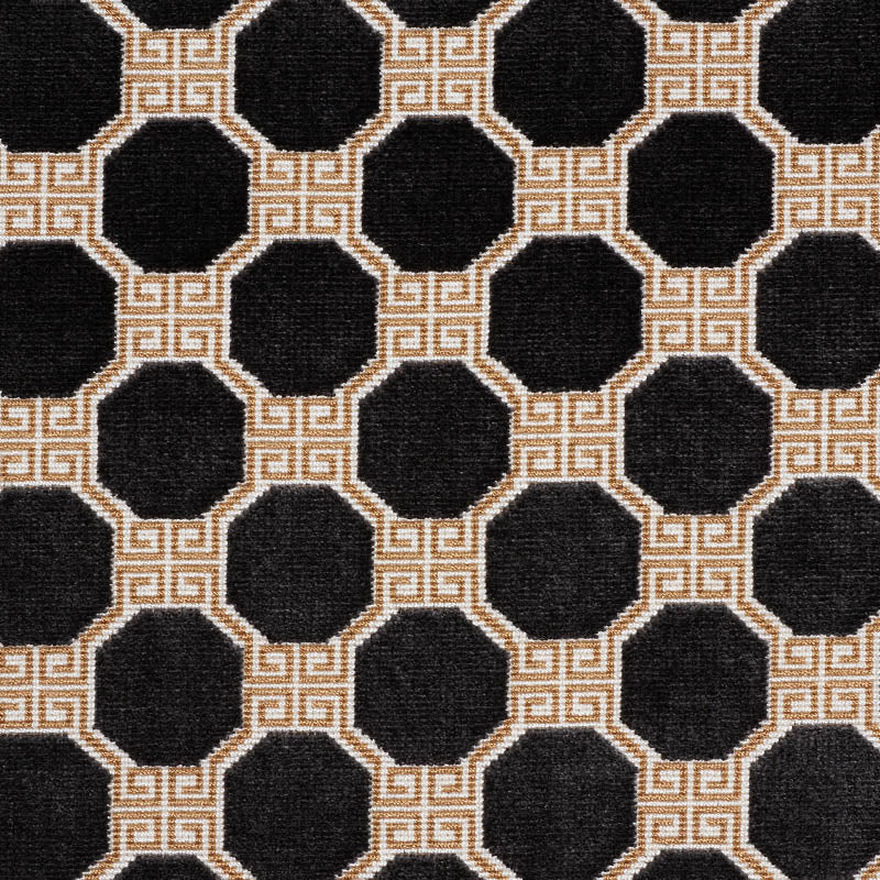 Schumacher Octavia Velvet Onyx Fabric - Eade's Wallpaper