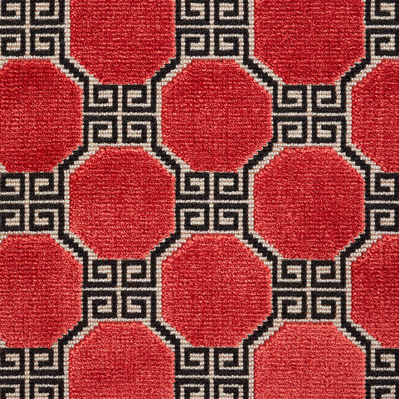 Schumacher Octavia Velvet Ruby Fabric - Eade's Wallpaper