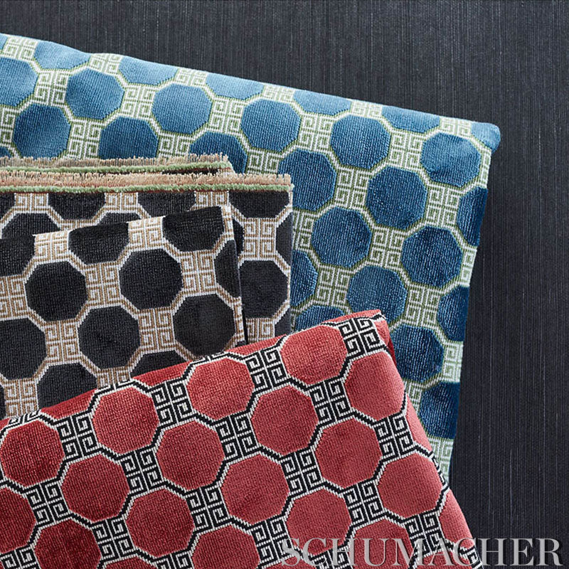 Schumacher Octavia Velvet Ruby Fabric - Eade's Wallpaper