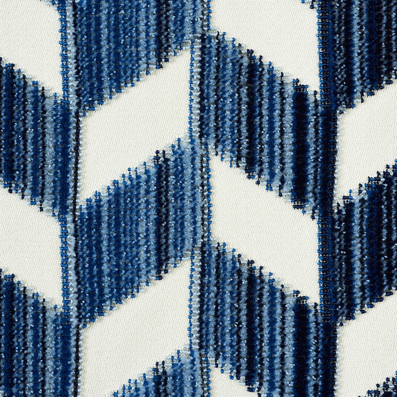 Schumacher Chevron Strié Velvet Lapis Fabric