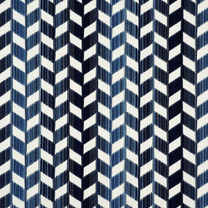 Schumacher Chevron Strié Velvet Lapis Fabric