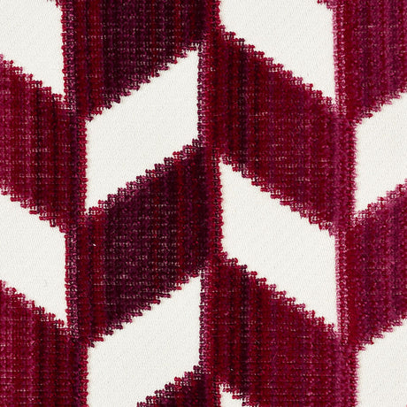 Schumacher Chevron Strié Velvet Garnet Fabric