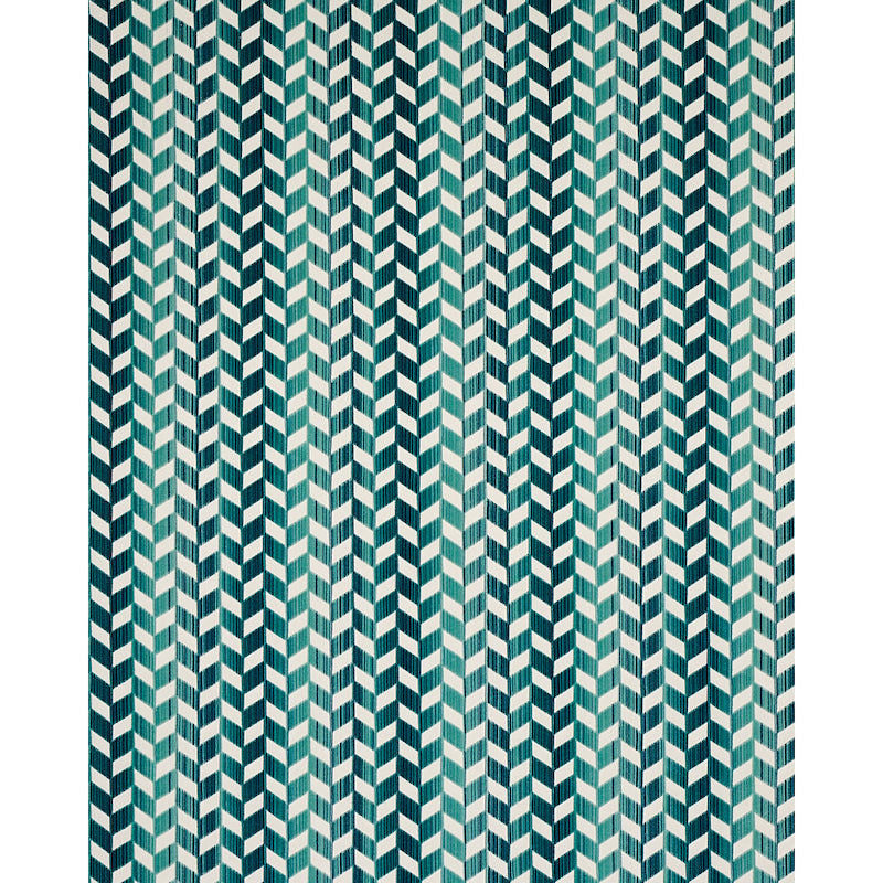 Schumacher Chevron Strié Velvet Peacock Fabric