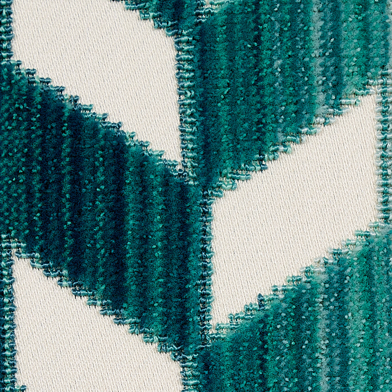 Schumacher Chevron Strié Velvet Peacock Fabric