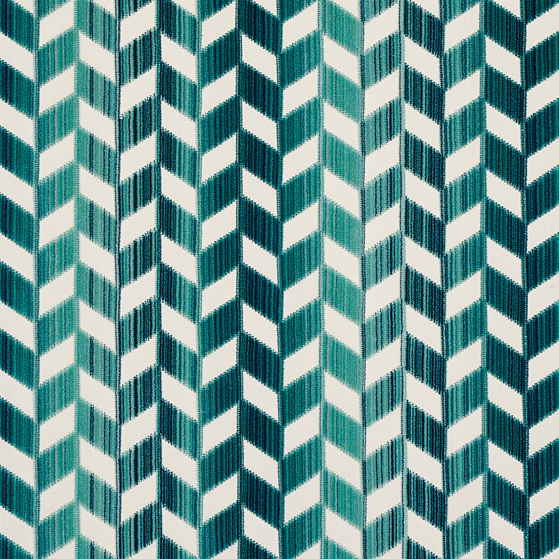 Schumacher Chevron Strié Velvet Peacock Fabric