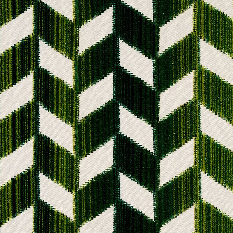 Schumacher Chevron Strié Velvet Emerald Fabric