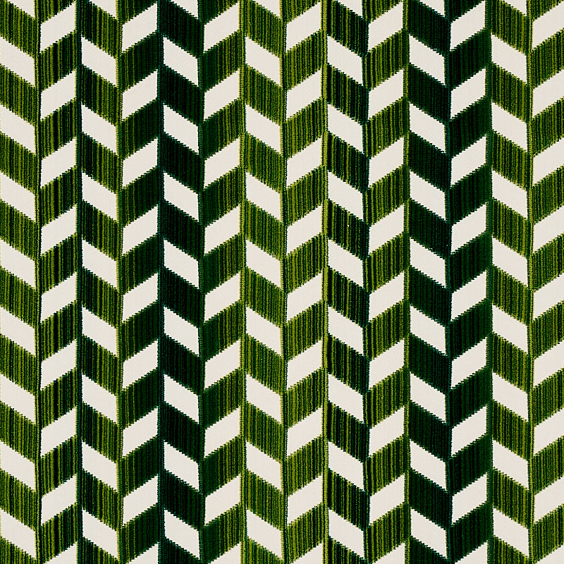 Schumacher Chevron Strié Velvet Emerald Fabric