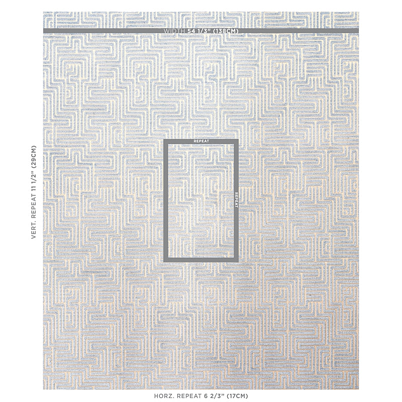 Schumacher Lisboa Velvet Sky Fabric - Eade's Wallpaper