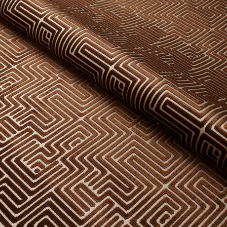 Schumacher Lisboa Velvet Bronze Fabric - Eade's Wallpaper