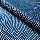 Schumacher Lisboa Velvet Midnight Blue Fabric - Eade's Wallpaper