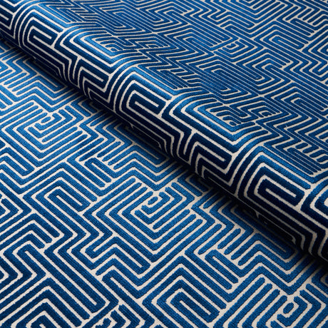Schumacher Lisboa Velvet Midnight Blue Fabric - Eade's Wallpaper