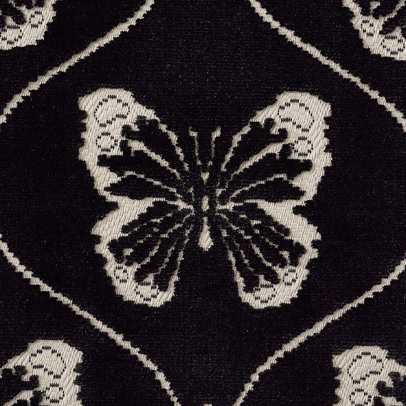 Schumacher Papillon Velvet Onyx Fabric - Eade's Wallpaper