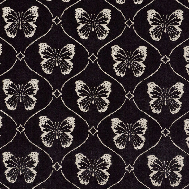 Schumacher Papillon Velvet Onyx Fabric - Eade's Wallpaper