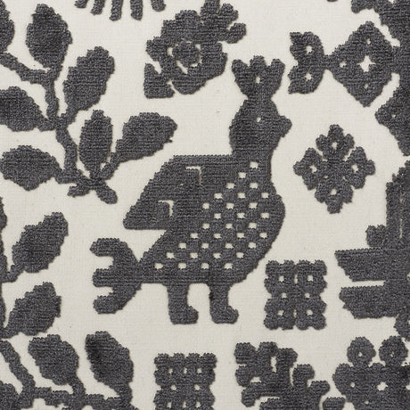 Schumacher Pavone Velvet Carbon Fabric - Eade's Wallpaper