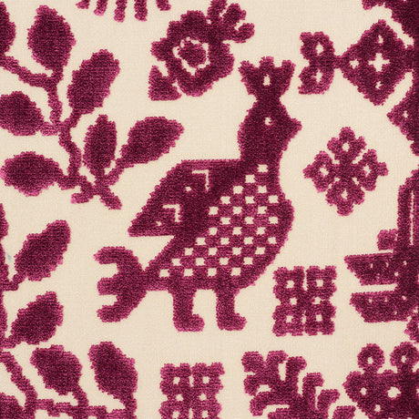 Schumacher Pavone Velvet Garnet Fabric - Eade's Wallpaper