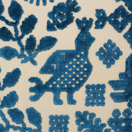 Schumacher Pavone Velvet Peacock Fabric - Eade's Wallpaper
