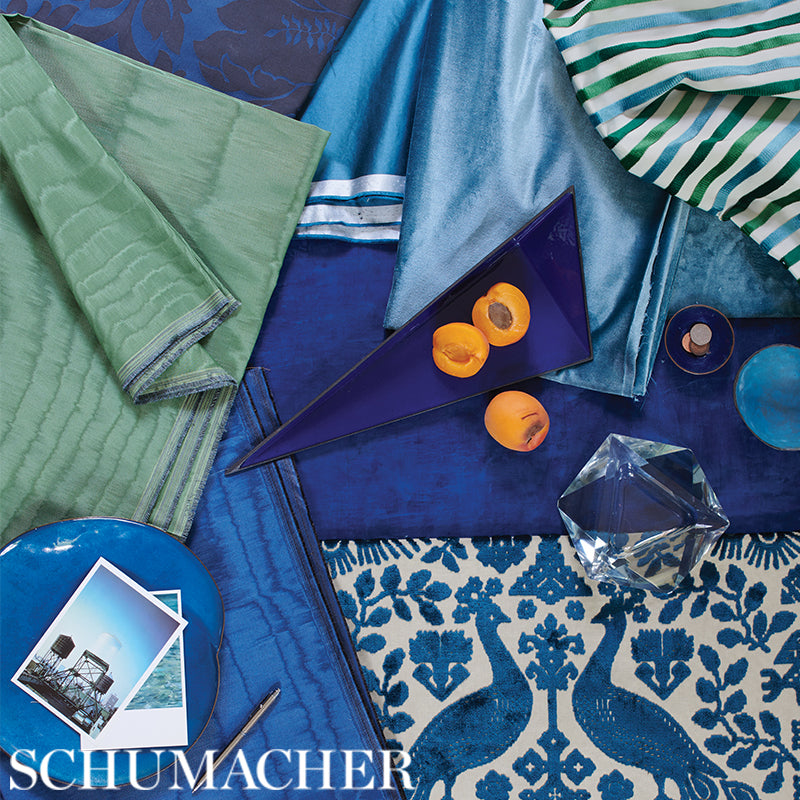 Schumacher Pavone Velvet Peacock Fabric - Eade's Wallpaper